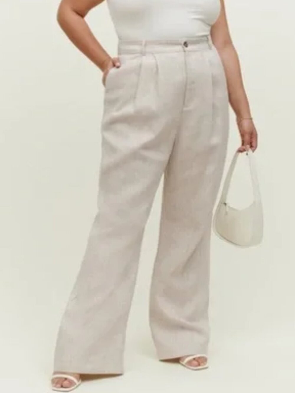 REFORMATION Vesta Linen Pant 18 NEW Quiet Luxury Old Money Minimalist Neutral